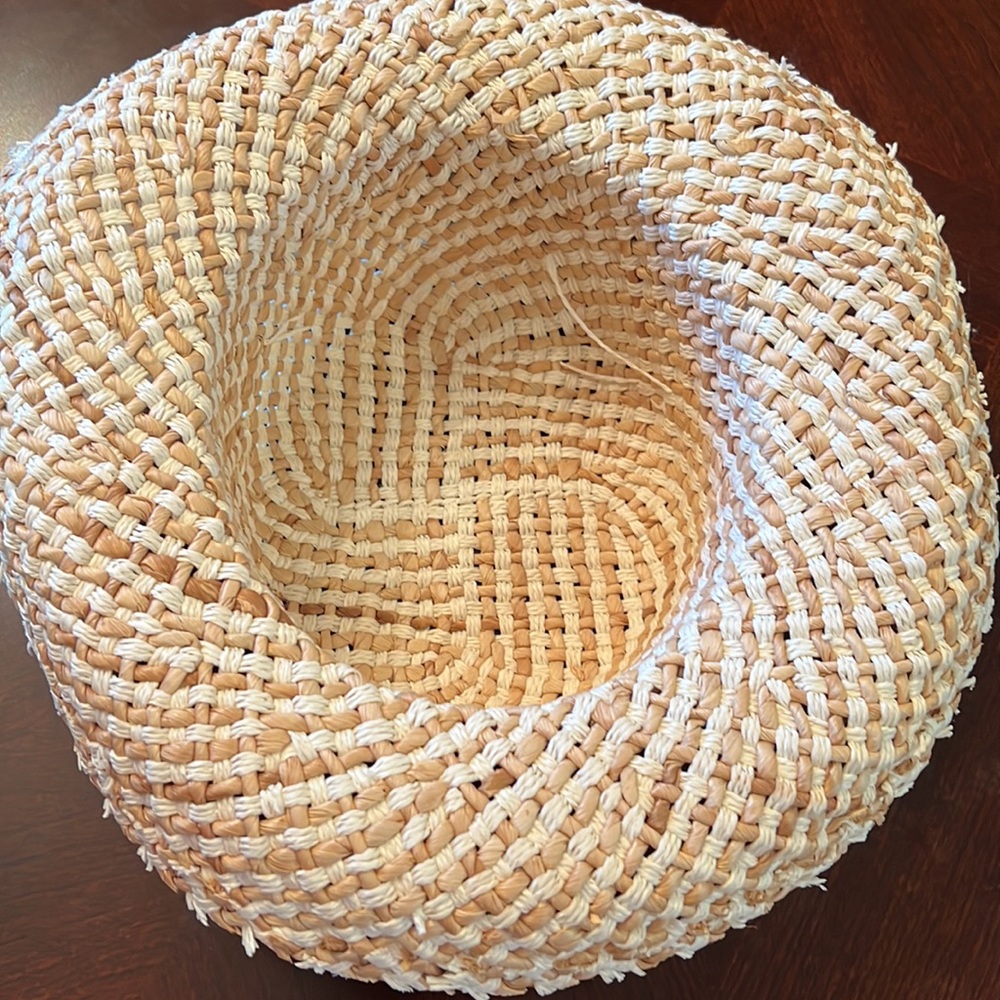 Gorgeous summer straw like hat with white flowers like new - Picture 11 of 17